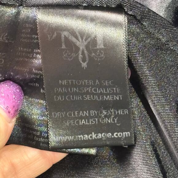 Mackage Jacket Women XS Wool Cashmere Trench Coat Belt Button Quiet Luxury Black - Picture 6 of 15